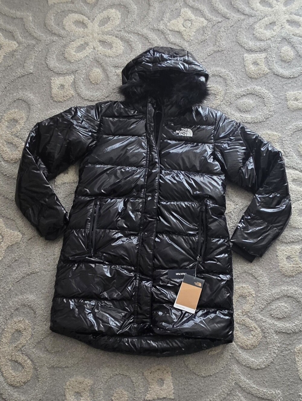 The North Face Girls North Down Long Parka, Faux Fur Black XL/ 14 - 16